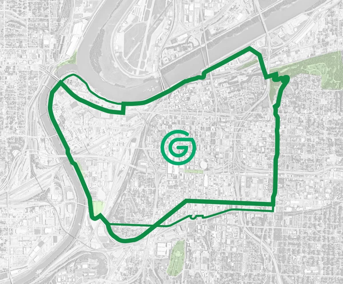 Kansas City Design Center concept map of the proposed Greenline loop around downtown